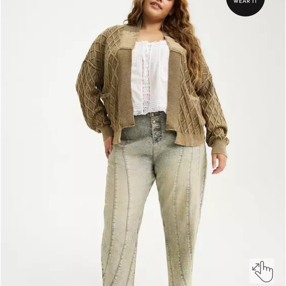 Torrid Taupe Diamond Knit Cardigan - Picture 2 of 7